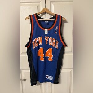 Vintage Champion Blue and Orange New York Basketball Jersey